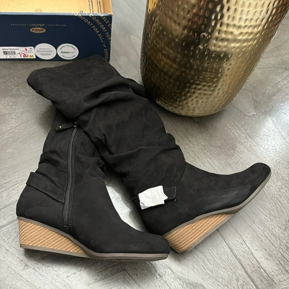 Dr. Scholl's Shoes Womens Break Free Faux Suede Slouchy Knee-High Boots
